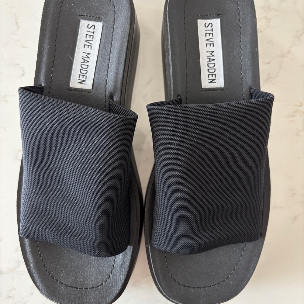 Steve Madden Black Slide Sandals